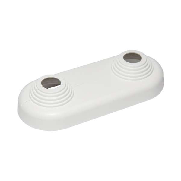Simplex PVC Doppelrosette Wandrosette Kunststoff weiß für Rohre Ø10-22mm Achsabstand 50mm F44214