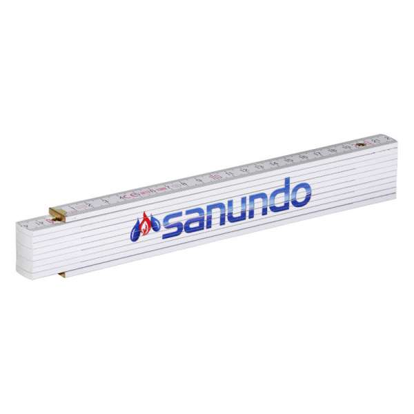 Sanundo Premium-Zollstock 2 m in weiß mit einer zweifarbigen Farbskala