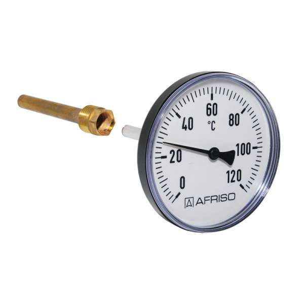 Afriso Bimetall Thermometer mit Tauchhülse 1/2 AG Ø 100mm Länge 100mm 63696