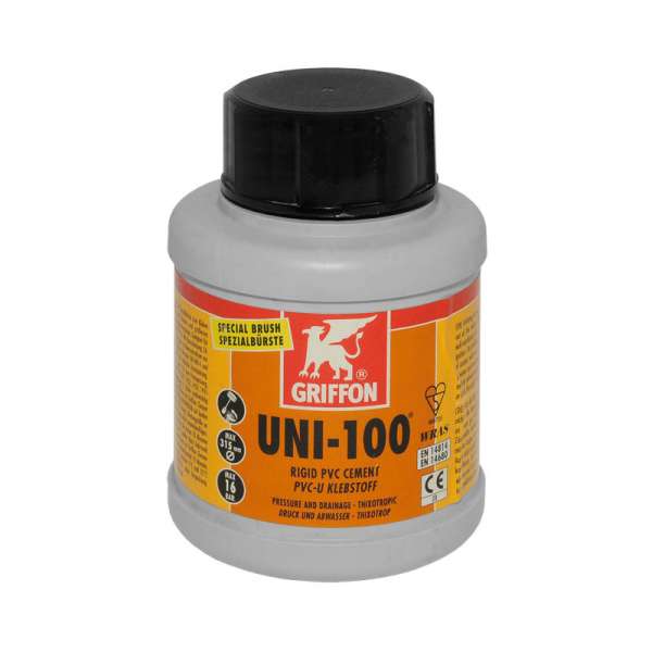 Griffon UNI-100 PVC-U Kleber mit Pinsel im Schraubdeckel, 500 ml 256003