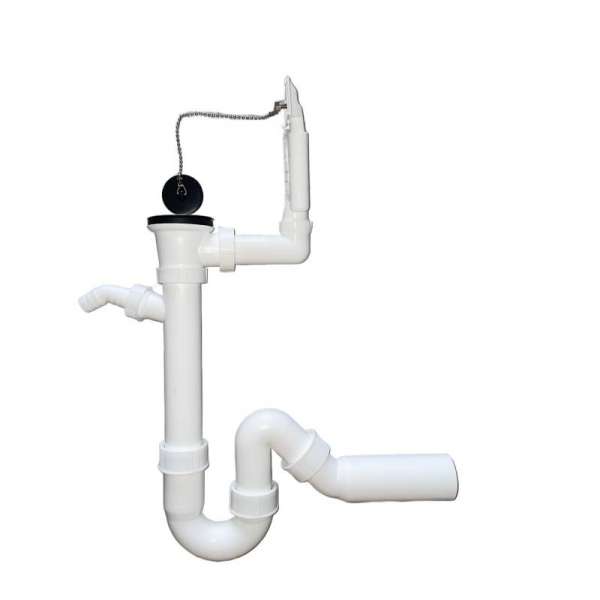 SANIT Ab- und Überlaufgarnitur mit Universal- Rohrgeruchsverschluss für Ausguss Spüle Spülbecken