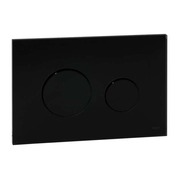 TECE Betätigungsplatte Glas TECEloop für WC-Zweimengentechnik, Glas schwarz, Tasten schwarz 9240657