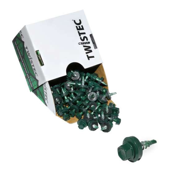 Twistec® Colorhead 4,8X20 moosgrün, für 451M8P 100St./Pck 292PVZ48X206005 Trapezblechschrauben
