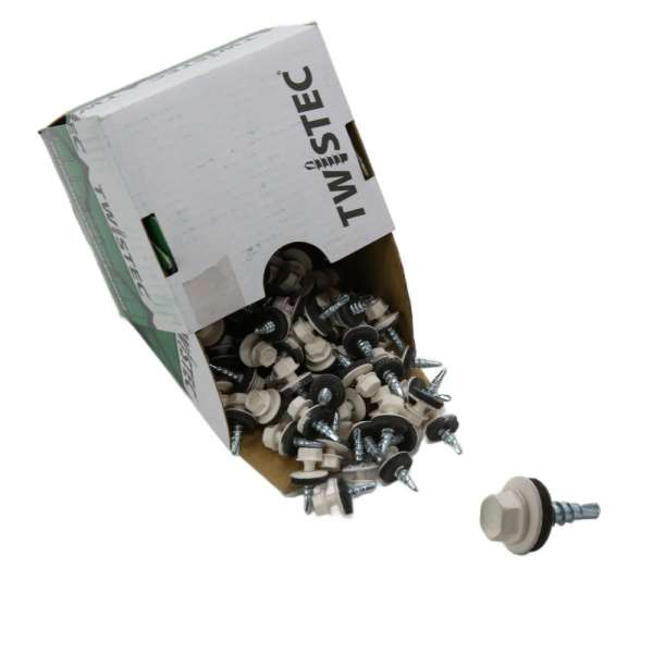 Twistec® Colorhead 6Kt-Bohrschraube 4,8X20 RAL 9001 Cremeweiß 100St./Pck