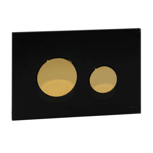 TECE Betätigungsplatte Glas TECEloop für WC-Zweimengentechnik, Glas schwarz, Tasten gold 9240658