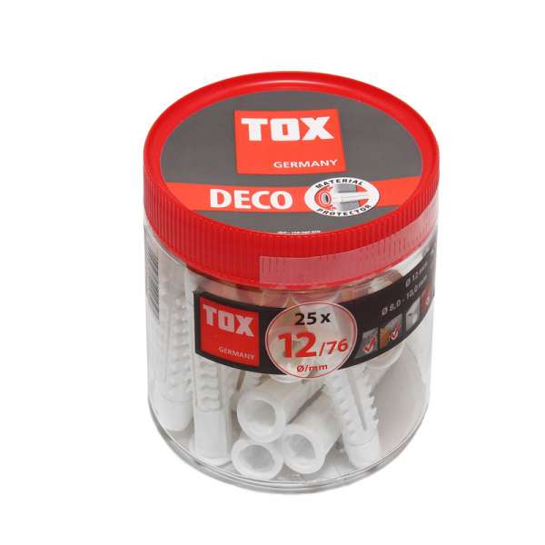 TOX Allzweckdübel Deco 12x76 mm in handlicher Runddose 25 Stück 016260101