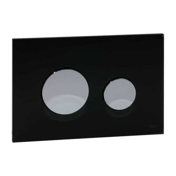 TECE Betätigungsplatte Glas TECEloop für WC-Zweimengentechnik, Glas schwarz, Tasten Chrom glänzend