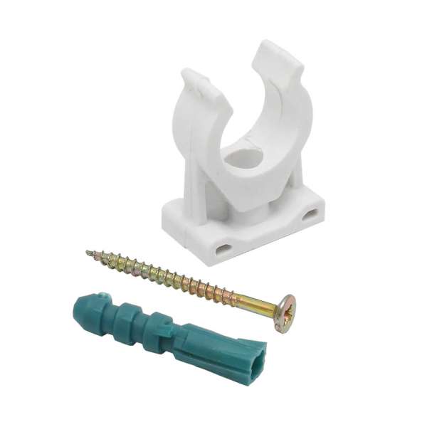 Rohr-Clip einfach Kunststoff 16 - 18 mm mit Dübel und Schraube 06.003.008