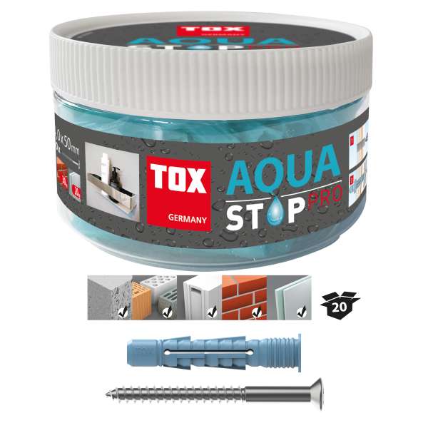 TOX Allzweckdübel Aqua Stop Pro 8x50 mm + Schraube in Runddose, 014271021